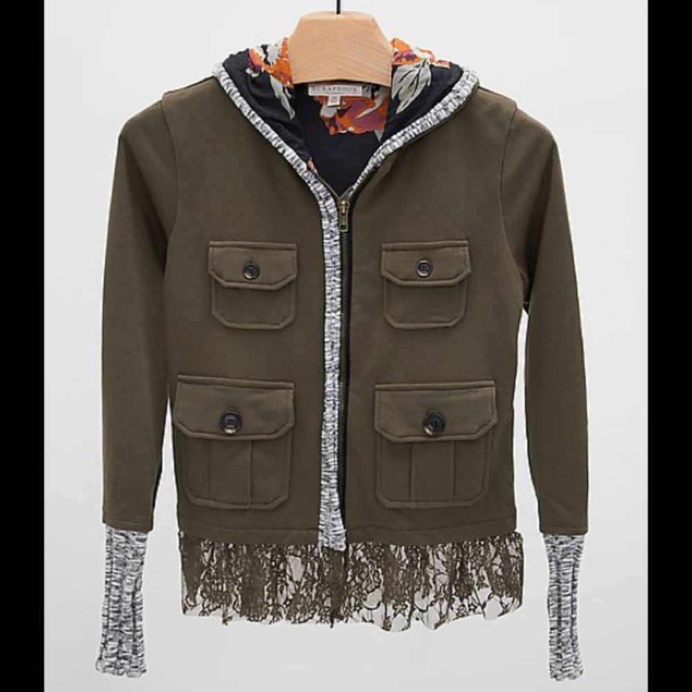 Anthropologie Scrapbook Floral Lined Lace Hoodie